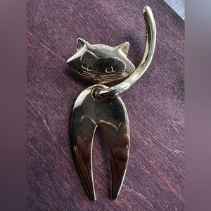 Gold Cat-Shaped Big Vintage Brooch